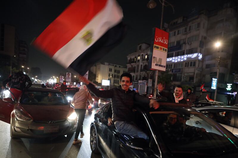 Egyptian fans celebrate in Cairo.