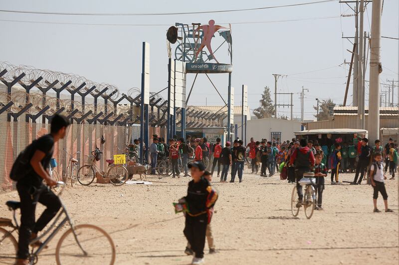 Children play at the Zaatari camp for Syrian refugees in Jordan. AFP