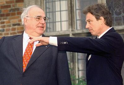 Former German chancellor Helmut Kohl and British prime minister Tony Blair. AFP