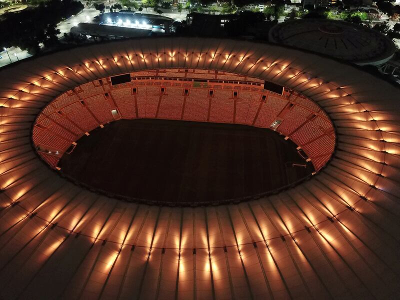 The Maracana stadium is illuminated with a golden light in honour of Pele. Reuters