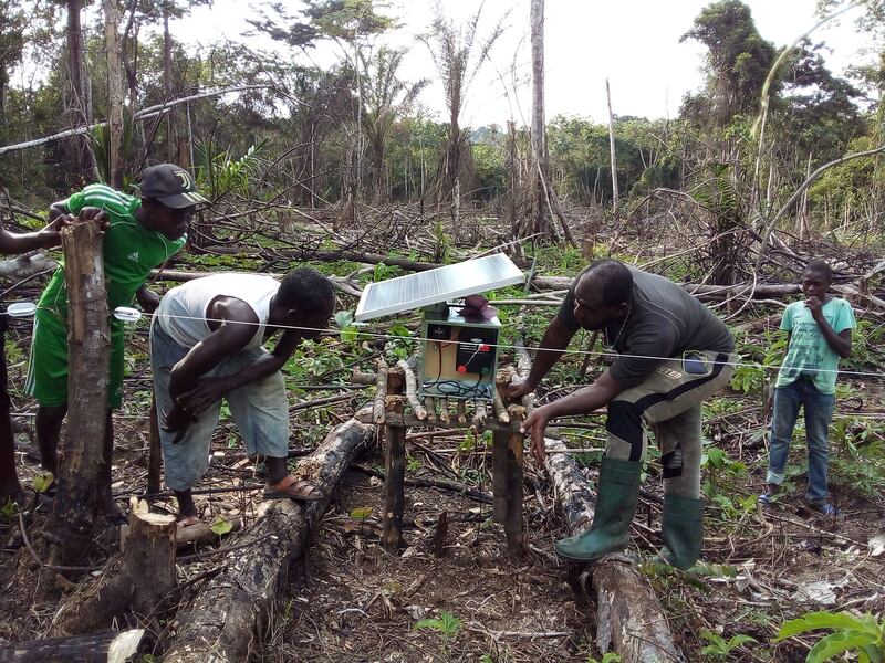 Electric fences used in Gabon to make sure humans and elephants can coexist. All photos: Space for Giants