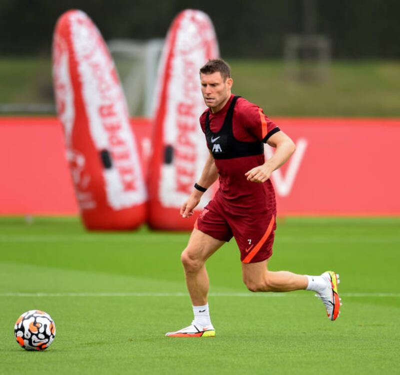 James Milner during Liverpool's training session.