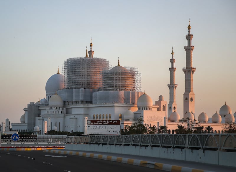 Renovations at Sheikh Zayed Grand mosque in Abu Dhabi. Victor Besa / The National