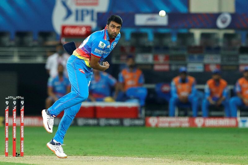 Ravichandran Ashwin of Delhi Capitals  bowling during match 19 of season 13 of the Dream 11 Indian Premier League (IPL) between the Royal Challengers Bangalore and the 
Delhi Capitals held at the Dubai International Cricket Stadium, Dubai in the United Arab Emirates on the 5th October 2020.  Photo by: Saikat Das  / Sportzpics for BCCI