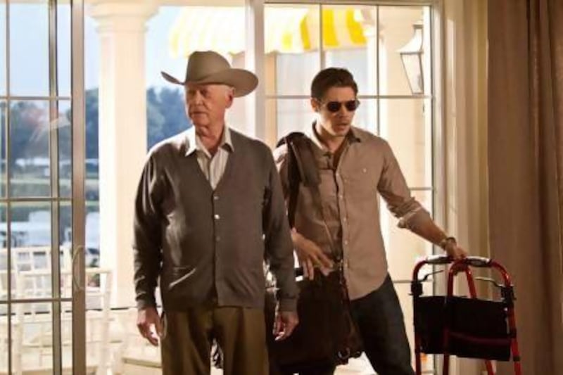 From left, Larry Hagman and Josh Henderson in TNT's reboot of Dallas. Hagman was reprising the role of the villainous JR Ewing. Zade Rosenthal /TNT via Bloomberg