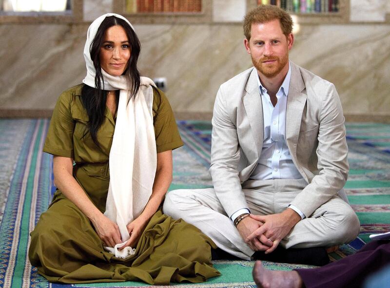 Meghan, Duchess of Sussex, visits Auwal Mosque on Heritage Day with Prince Harry, Duke of Sussex, during their royal tour of South Africa on September 24, 2019 in Cape Town, South Africa. Getty Images