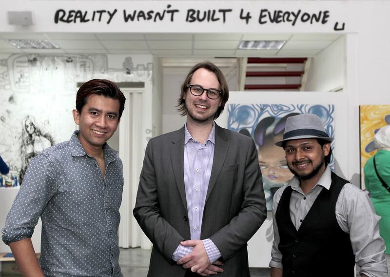 From left, Irfan Khairi, Peter Gould and Ruh al-Alam. Jeffrey E Biteng / The National 