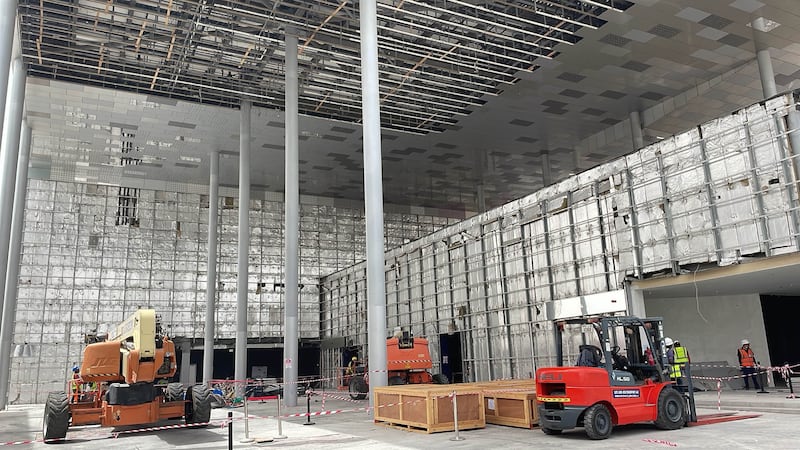 The façade, solar panels and tiles of France's Expo 2020 Dubai pavilion are packed into boxes at the Expo site. Photo: France Expo 2020 Dubai