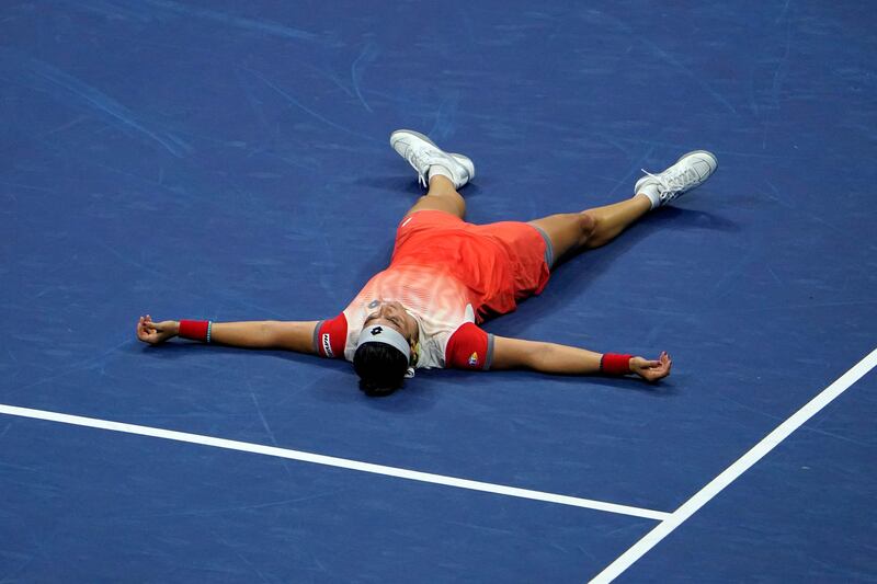 Jabeur celebrates after  beating Caroline Garcia. AFP