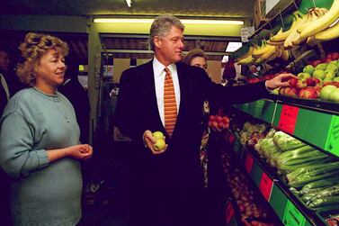 File photo dated 30/11/95 of the President of the United States Bill Clinton selecting some fruit at a fruit and veg shop in the Shankill Road, Belfast. Officials anticipated a "period of turbulence" following the election of Bill Clinton as US President in 1992 because of views he had expressed about the Government's "wanton use of lethal force" in Northern Ireland. Issue date: Thursday December 29, 2022.