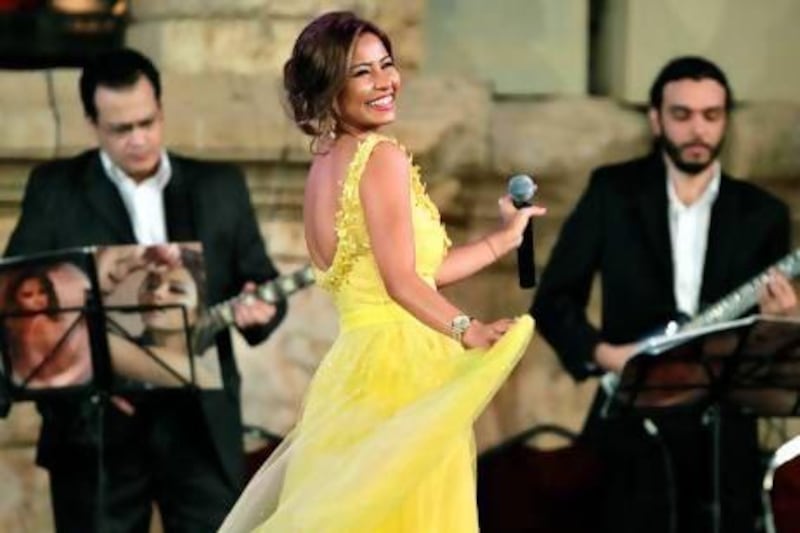 Sherine performing during the Jerash Festival in the ancient city of Jerash in Jordan last summer. Reuters