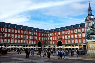 The Plaza Major in Madrid. 