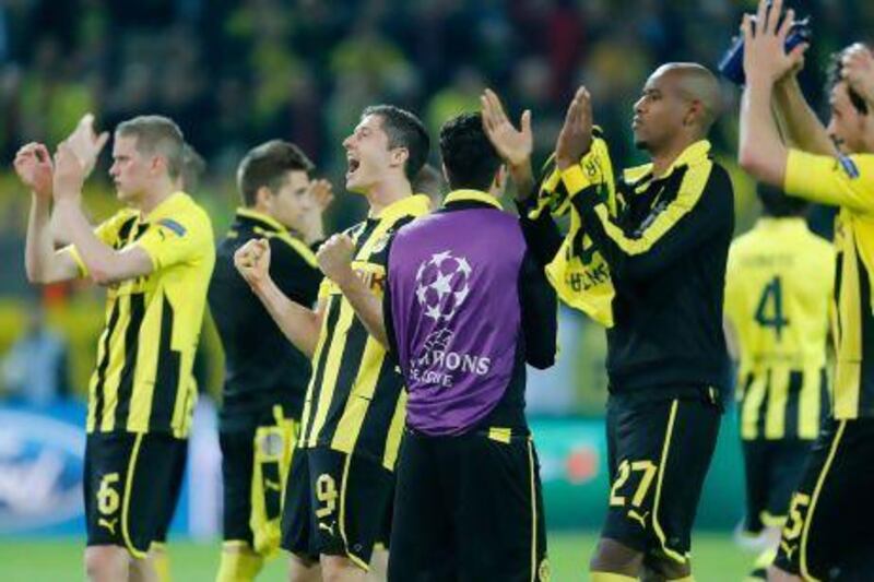 Borussia Dortmund's players celebrate their victory over Real Madrid in midweek.