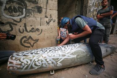 Painting calligraphy on this missile, Belal Khaled says, transformed it from a tool of destruction to a piece of art. Belal Khaled