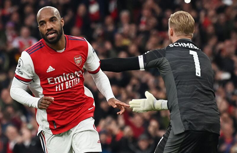 Alexandre Lacazette celebrates scoring from the penalty spot. AFP