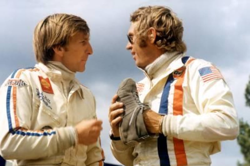 Derek Bell (left) and Steve McQueen (right) on the set of director Lee H. Katzin's film Le Mans which was released in 1971. Photo by  Michael Keyser. 
For Derek Bell story by Matt Majendie. 