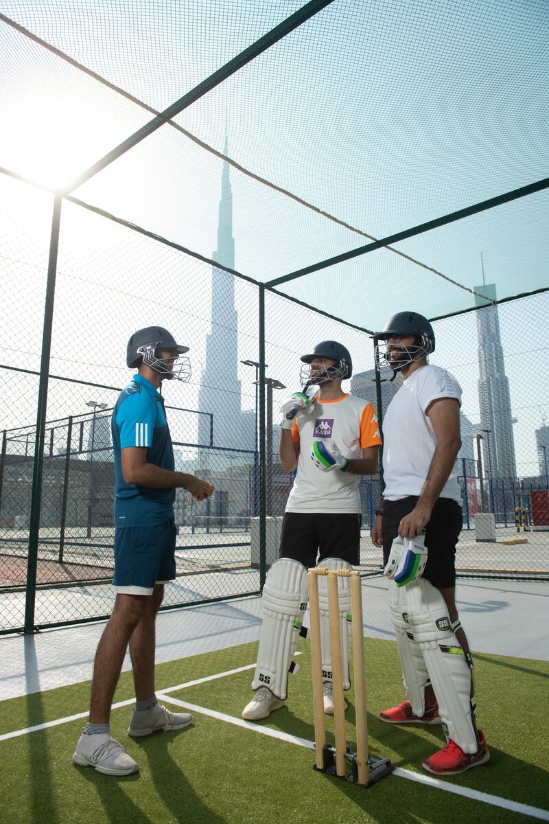 Visitors can also play cricket, with Burj Khalifa views