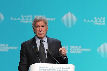 Harrison Ford has warned governments are facing a race against time to combat climate change. Chris Whiteoak / The National