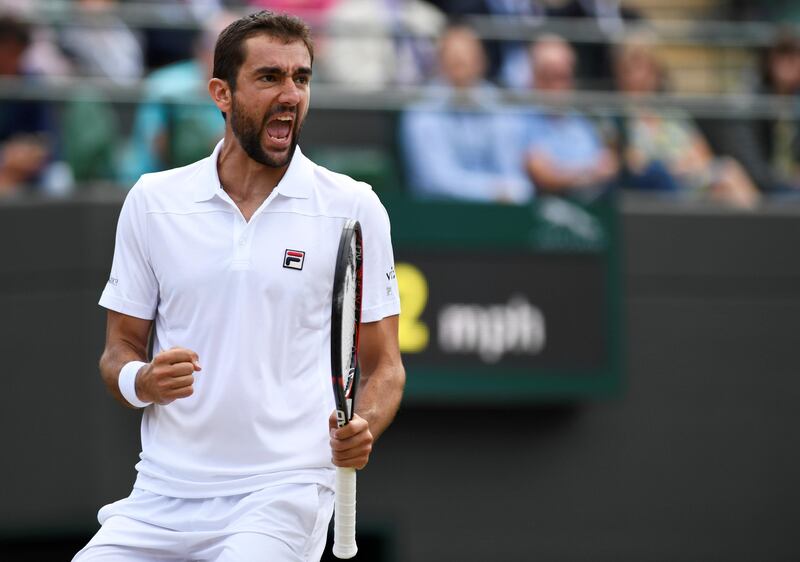 Tennis - Wimbledon - London, Britain - July 12, 2017   Croatia’s Marin Cilic celebrates during the quarter final match against Luxembourg’s Gilles Muller    REUTERS/Tony O'Brien