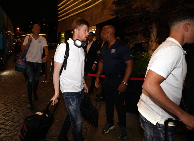 Manchester City's Kevin De Bruyne arrives at the team hotel. PA
