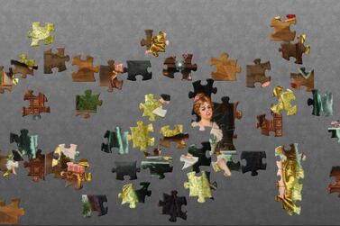 Digital jigsaw of  ‘Lady Holding a Book’ by I Sabatini. Cooper Gallery