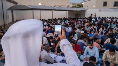 Iftar at the The Al Farooq Omar Bin Al Khattab Mosque in Dubai. Antonie Robertson/The National