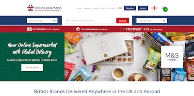 The British Corner Shop homepage. Customers in 150 countries can now buy more than 800 different M&S staples, from Eccles Cakes to Luxury Gold Teabags. Courtesy British Corner Shop