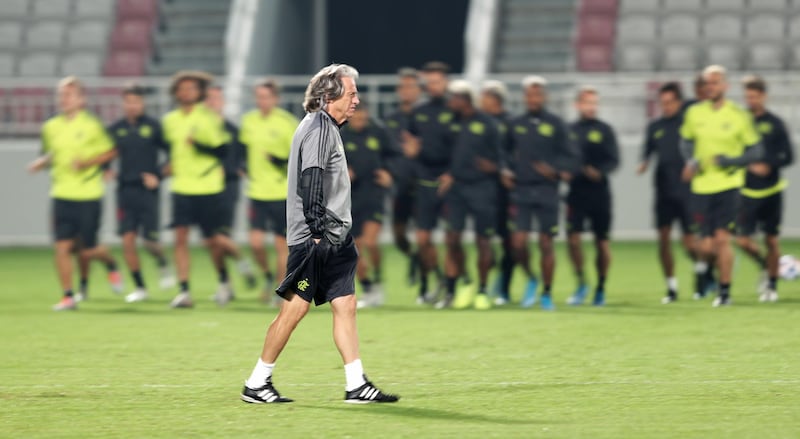 Jorge Jesus head coach of Flamengo attends a training session in Doha. EPA