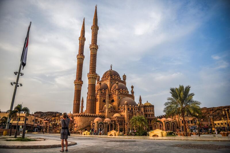 A view of the recently-constructed Al-Sahaba mosque in the Egyptian Red Sea resort city of Sharm El-Sheikh. AFP