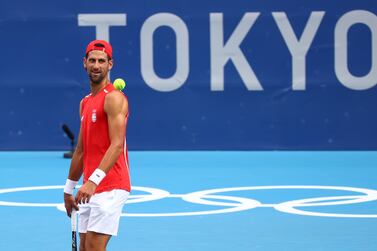 Tokyo 2020 Olympics - Tennis Training - Ariake Tennis Park, Tokyo, Japan - July 22, 2021 Novak Djokovic of Serbia during training.  REUTERS / Mike Segar