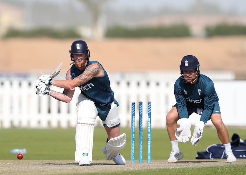 England captain Ben Stokes during a training session at the Abu Dhabi Sports Hub on Wednesday, January 17, 2024, ahead of their upcoming Test tour of India. All images Chris Whiteoak / The National