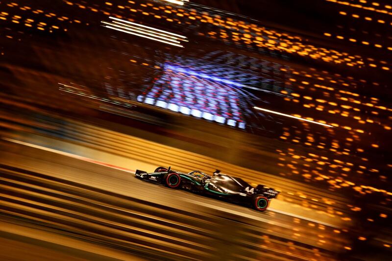 Lewis Hamilton of Great Britain driving the Mercedes AMG Petronas F1 Team Mercedes W10 on track during practice for the F1 Grand Prix of Bahrain at Bahrain International Circuit. Getty Images