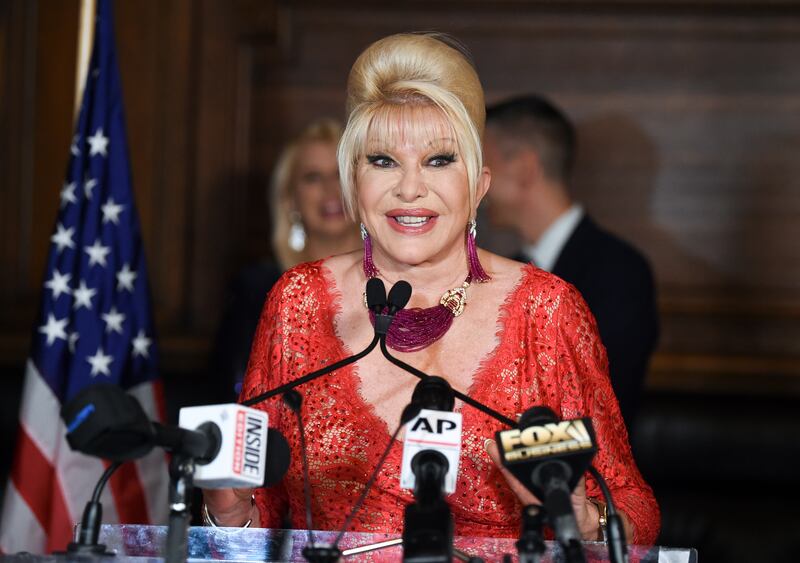 Ivana Trump speaks at an event in the Oak Room at the Plaza Hotel, New York, in June 2018.  AP