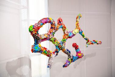 Saad AlHowede was one of the winners of last year's Misk Art Grant. Here, his 'Memory Melting', 2020, was made of plastic toys. Courtesy Misk Art Institute 