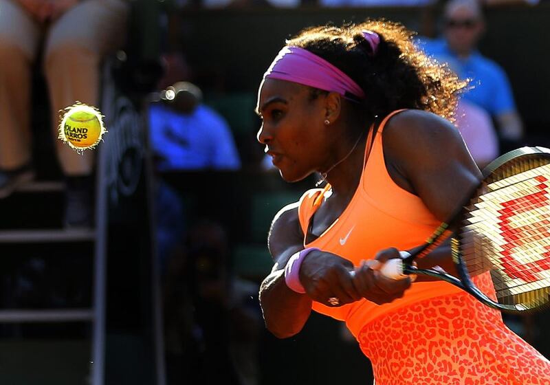 Serena Williams of the USA in action against Timea Bacsinszky of Switzerland during their semifinal match for the French Open tennis tournament at Roland Garros in Paris, France, 04 June 2015.  EPA/ROBERT GHEMENT