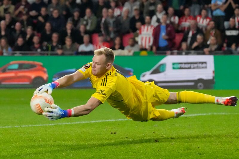 ARSENAL RATINGS: Aaron Ramsdale – 6 Was at fault for PSV’s second when he failed to punch clear the corner, which enabled De Jong to nod in. Despite his mistake, the Arsenal stopper made numerous vital saves to keep his side in the game. AP