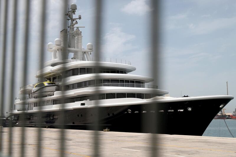 Superyacht Luna owned by Russian billionaire Farkad Akhmedov is docked at Port Rashid in Dubai. Reuters