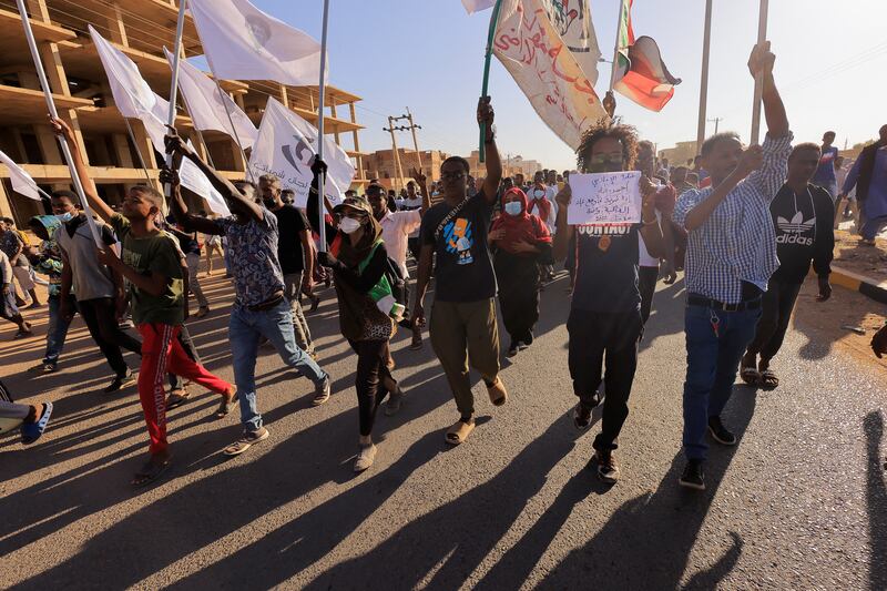 Protesters during a rally against military rule in Khartoum, Sudan's capital. Reuters