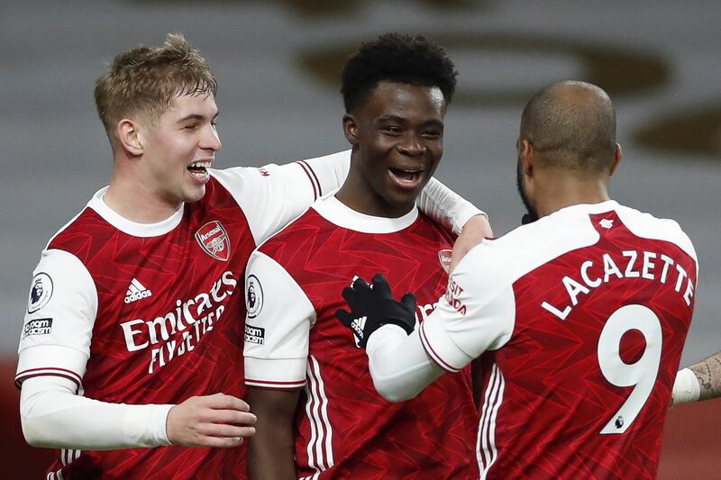 Bukayo Saka – 8: Had been relatively quiet until he scored Arsenal’s third, a cross-cum-shot that sliced off his weaker foot. The smirk suggested strongly that he didn’t mean it. EPA