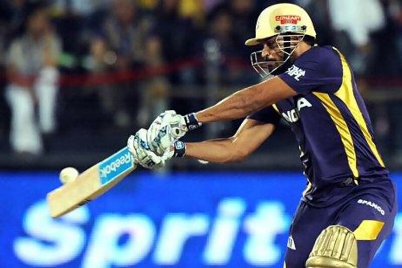 Kolkata Knight Riders batsman Yusuf Pathan is one of several big names on a team looking to defend its league title. Indranil Mukherjee / AFP