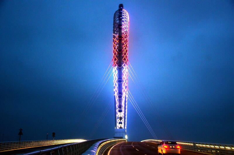 A 145-metre  high spokeless ferris wheel in Weifang in China's eastern Shandong province. AFP Photo