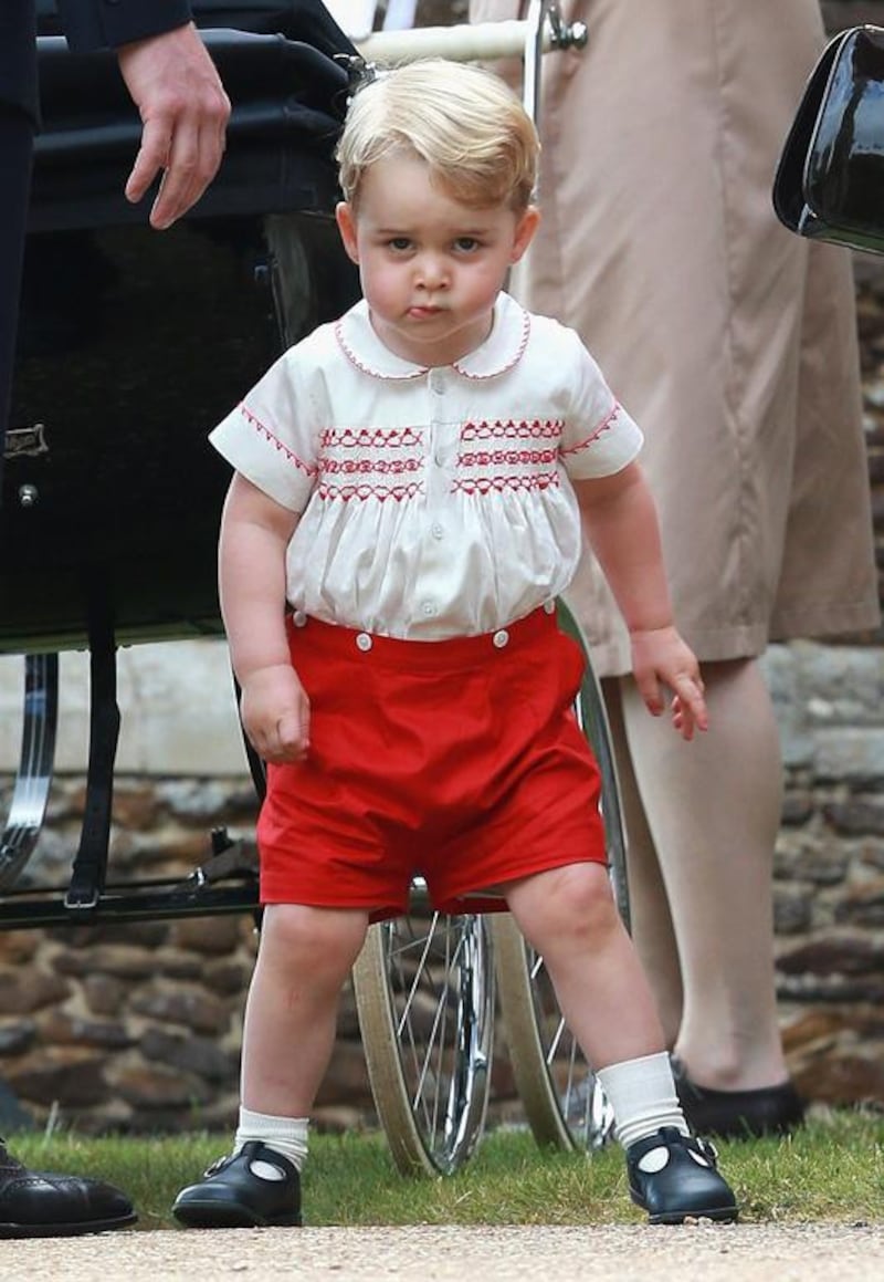 Britain’s Prince George of Cambridge as he leaves his sister Princess Charlotte’s christening at St Mary Magdalene Church in Sandringham, England. Chris Jackson / AFP photo