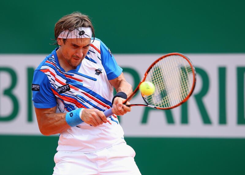 MONTE-CARLO, MONACO - APRIL 18:  David Ferrer of Spain in action against Rafael Nadal of Spain during day six of the ATP Monte Carlo Rolex Masters Tennis at Monte-Carlo Sporting Club on April 18, 2014 in Monte-Carlo, Monaco.  (Photo by Julian Finney/Getty Images)