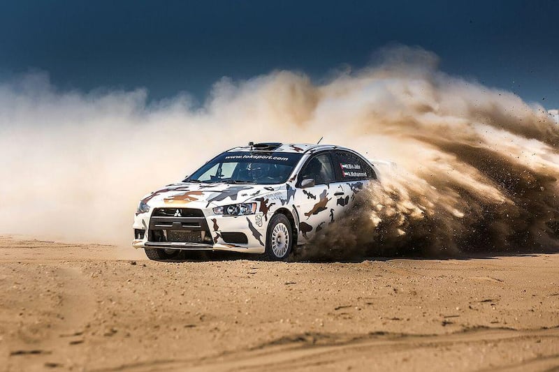 Mansour Bin Jabr in his Tok Sport-prepared Mitsubishi Lancer Evolution X. Courtesy: Dubai International Rally