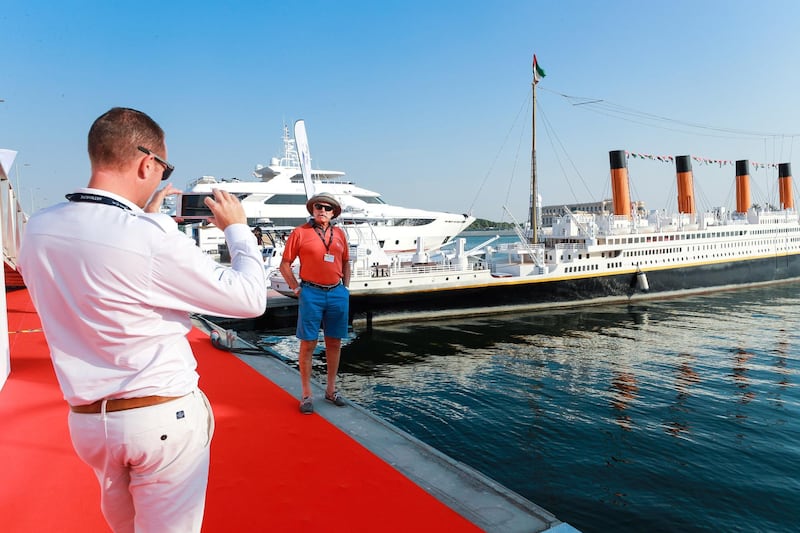 Abu Dhabi, U.A.E., October 20. 2018.  
AUH  Boat Show 2018.  A replica of the Titanic at the show.
Victor Besa / The National
Section:  NA
Reporter:  John Dennehy