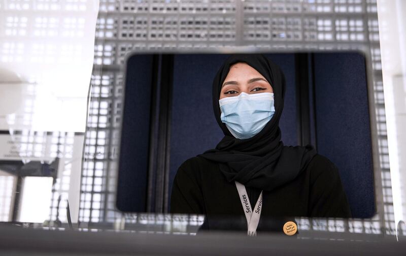 Abu Dhabi, United Arab Emirates, June 25, 2020.   
   A ticket scanner booth at the Louvre , Abu Dhabi after 100 days of being temporarily closed due to the Covid-19 pandemic.
Victor Besa  / The National
Section:  NA
Reporter:  Saeed Saeed