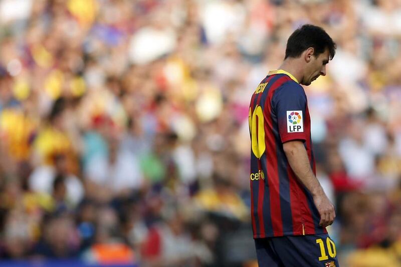 Lionel Messi shown during Barcelona's La Liga title-conceding draw with Atletico Madrid on May 17, 2014. Albert Gea / Reuters