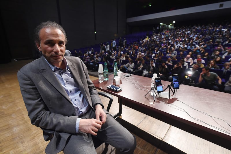 (FILES) This file photo taken on March 26, 2016 shows Swiss Islamologist Tariq Ramadan posing during a conference on the theme "Live together", in Bordeaux, southwestern France.
An investigation was opened in Paris after the filing of a complaint, in particular for rape, targeting the Swiss Islamologist Ramadan, charges that the latter contests, according to a judicial source on October 24, 2017. / AFP PHOTO / MEHDI FEDOUACH