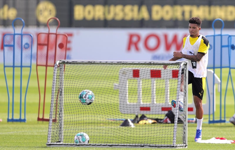 Dortmund's Jadon Sancho attends the team's first pre-season training session. EPA