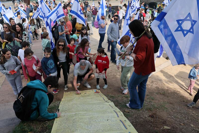 Israelis in Tel Aviv protest against the controversial judicial reform bill. AFP